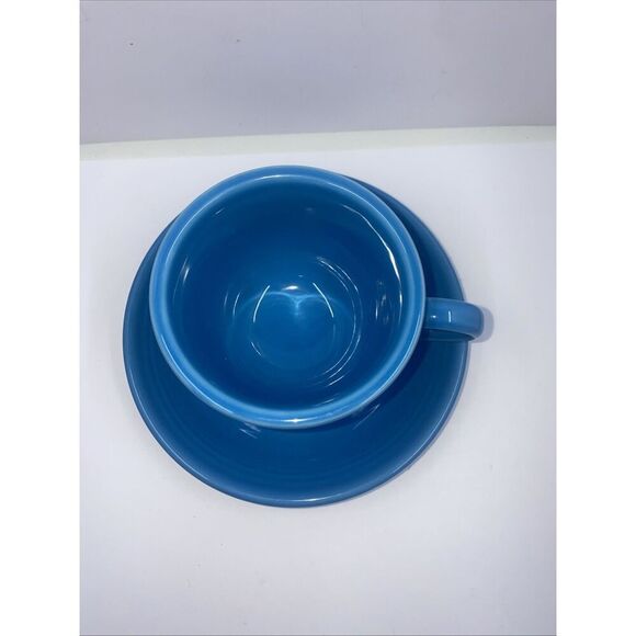 Fiestaware Coffee Tea Cup and Saucer Set Retired Peacock HLC- BBBC - Picture 3 of 6